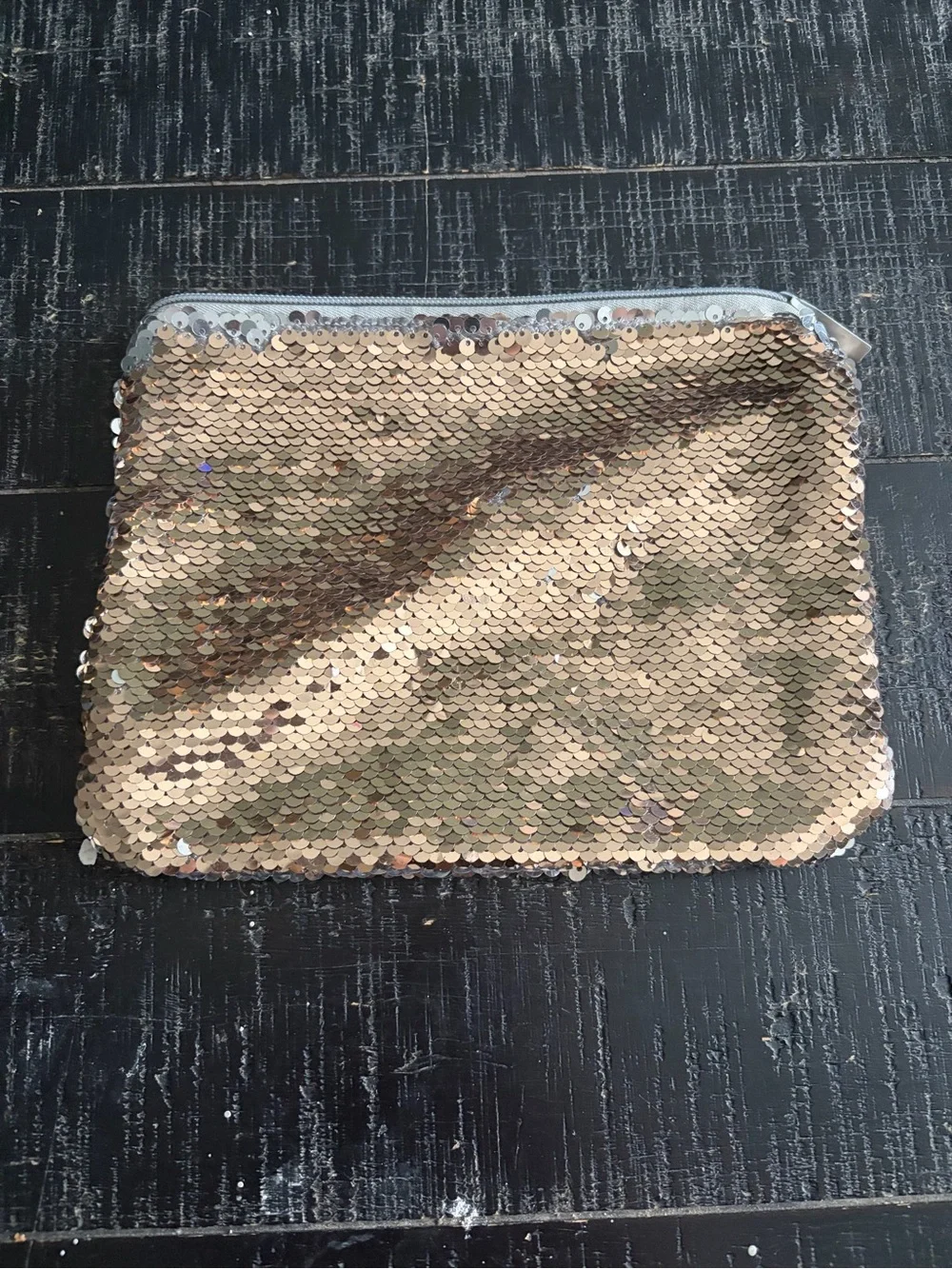 Sequin Zip Pouch - Gold
